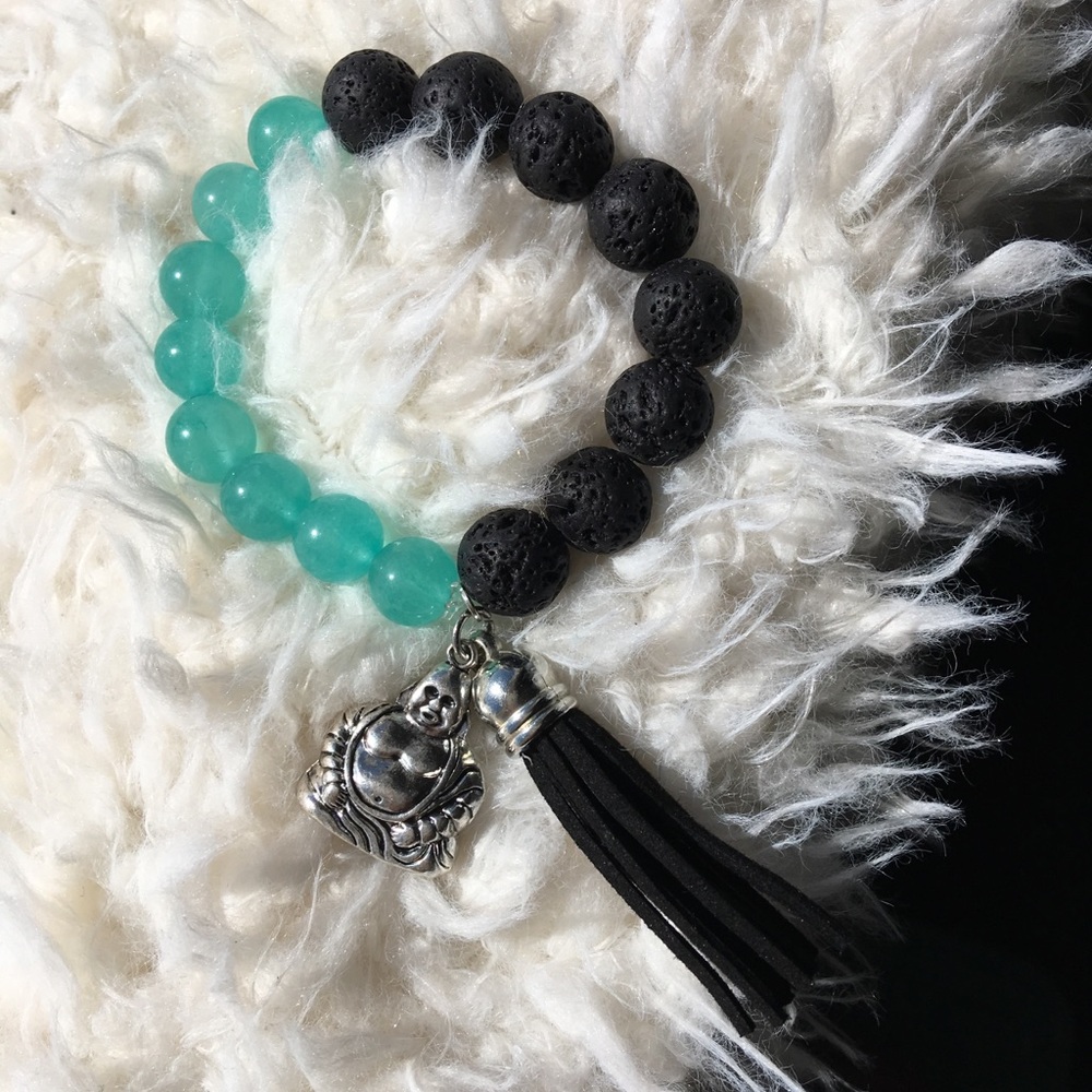 Blue Quartzite and Lava Stone Bracelet